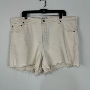 Abercrombie & Fitch The Dad Short High Rise Cream Ivory Off White Raw Hem Shorts